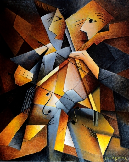 Gilbert RAGUENEZ - Les violoncellistes - art contemporain